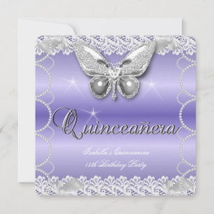 Convites Quinceanera 15º Lilás Laço Borboleta Pérola Festa