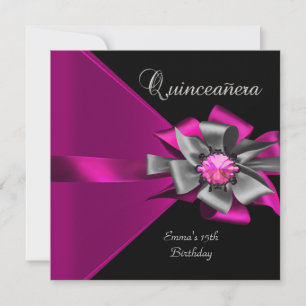 Convites Quinceanera 15º Rosa Prata Preto Cinza Arco 3