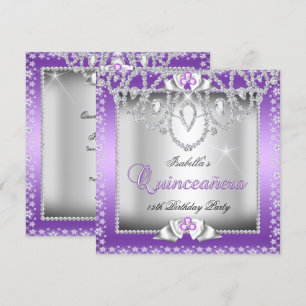 Convites Quinceanera 15º Tiara de Diamante Prata Roxo