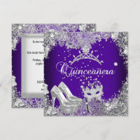 Quinceanera 15º Tiaro de Máscara de Prata Roxa