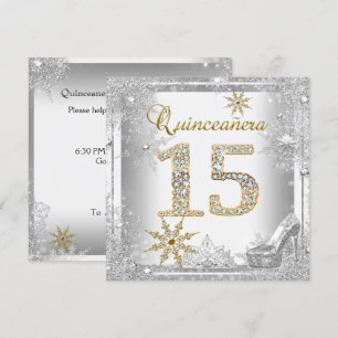 Convites Quinceanera 15 Aniversário Prata Ouro Branco Elite
