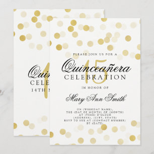 Convites Quinceanera 15 Birthday Gold Foil Lights