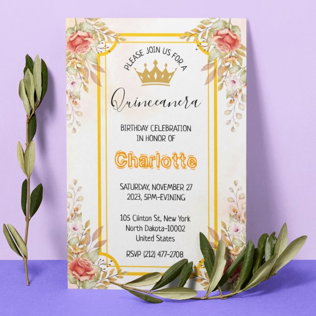 Convites Quinceanera 15 Birthday para Espanhol (Criador carregado)