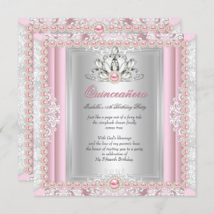 Convites Quinceanera 15 Birthday Pearl Rosa claro