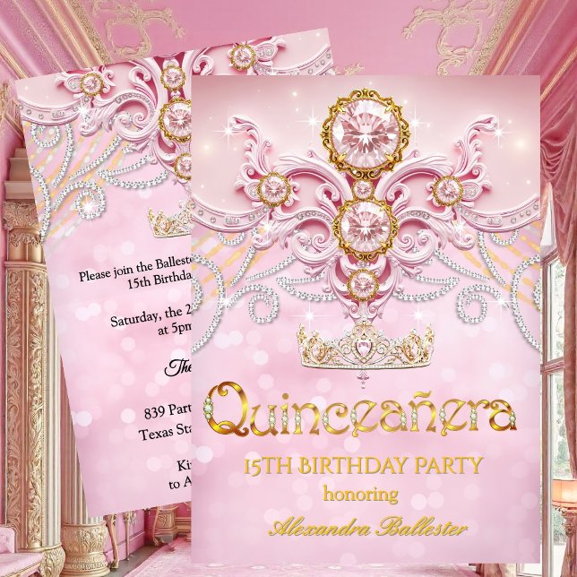 Convites Quinceanera 15 Birthday - Rosa claro Exótica Doura (Criador carregado)