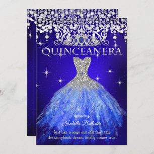 Convites Quinceanera 15 Birthday Royal Blue Tiara