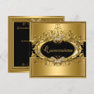 Convites Quinceanera 15 Dourada Black Girls
