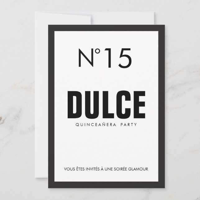 Convites QUINCEAÑERA 15 Festa de aniversário preto e branco (Verso)