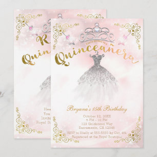 Convites Quinceañera 15 Princesa Sparkle Festa de aniversár