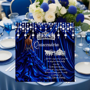 Convites Quinceanera 15 Royal Blue Carruagem Tiara