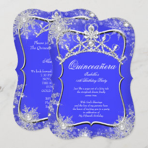 Convites Quinceanera 15 Winter Wonderland Royal Blue