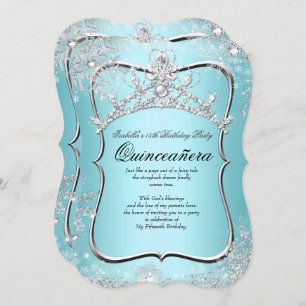 Convites Quinceanera 15 Winter Wonderland Silver Blue