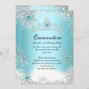 Convites Quinceanera 15 Winter Wonderland Silver Blue 2