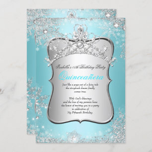 Convites Quinceanera 15 Winter Wonderland Silver Blue 2