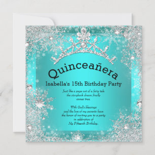 Convites Quinceanera 15 Winter Wonderland Silver Teal 2