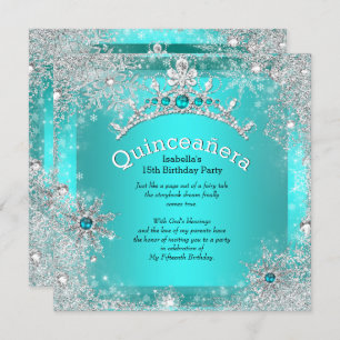 Convites Quinceanera 15 Winter Wonderland Silver Teal 3