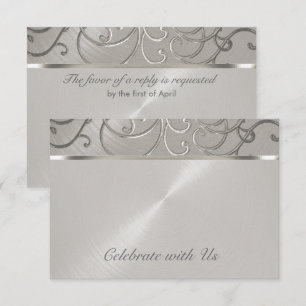 Convites Quinceanera All Silver Filigree Swirls