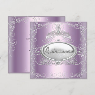 Convites Quinceanera Aniversário de 15 anos Lilás Rosa Estr