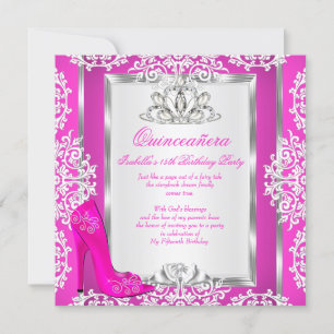 Convites Quinceanera Aniversário de 15 anos Sapato Rosa Mág