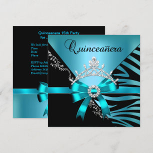 Convites Quinceanera Aniversário de 15 Anos Tiaras Zebra Az