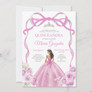 Convites Quinceañera, Arco Rosa Suave Princesa Silver Crown