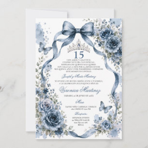 Convites Quinceañera Azul Marinho 15 Anos Tiara Princesa