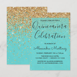 Convites Quinceanera Azul Névoa Brilhante