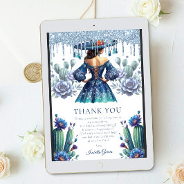 Convites Quinceañera Azul Personalizado Estilo Mexicano