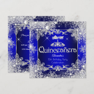 Convites Quinceanera Azul Real Conto de Fadas Inverno Encan