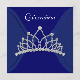 Convites Quinceanera Azul Royal Tiara de Diamante