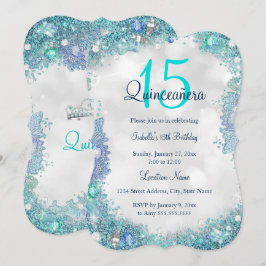 Convites Quinceanera Azul Turquesa Branco Céu Oceano Aniver
