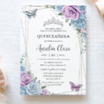 Convites Quinceanera Baby Blue Purple Lilverso<br><div class="desc">Personalize este adorável convite da quinceañera com uma redação simples e rápida,  basta pressionar o botão personalizá-lo para reorganizar e formatar o estilo e a colocação do texto. Itens correspondentes disponíveis no repositório! c) O Feliz Cat Studio</div>