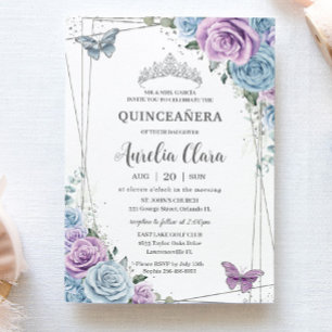 Convites Quinceanera Baby Blue Purple Lilverso