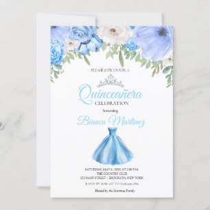 Convites Quinceanera Baby Blue Vress Mis Quince