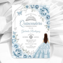Quinceanera Baby Blue Vress Silver Floral