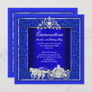Convites Quinceanera Birthday Carruagem Cavalo Real Azul