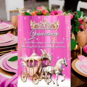 Convites Quinceanera Birthday, Carruagem de Prata Rosa Dour