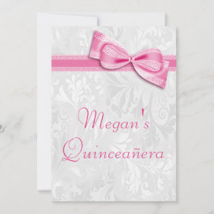 Convites Quinceañera Birthday Damask e Arco Pink Faux