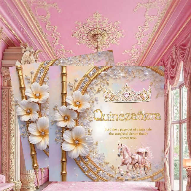 Convites Quinceanera Birthday Pink Lilac Diamond Cavalo Dou (Criador carregado)