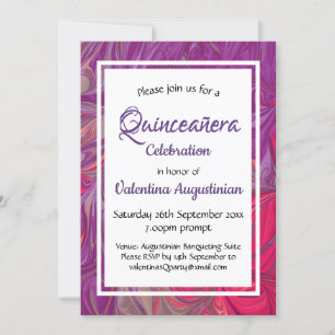 Convites Quinceañera Birthday Retro Personalizado PURPLE