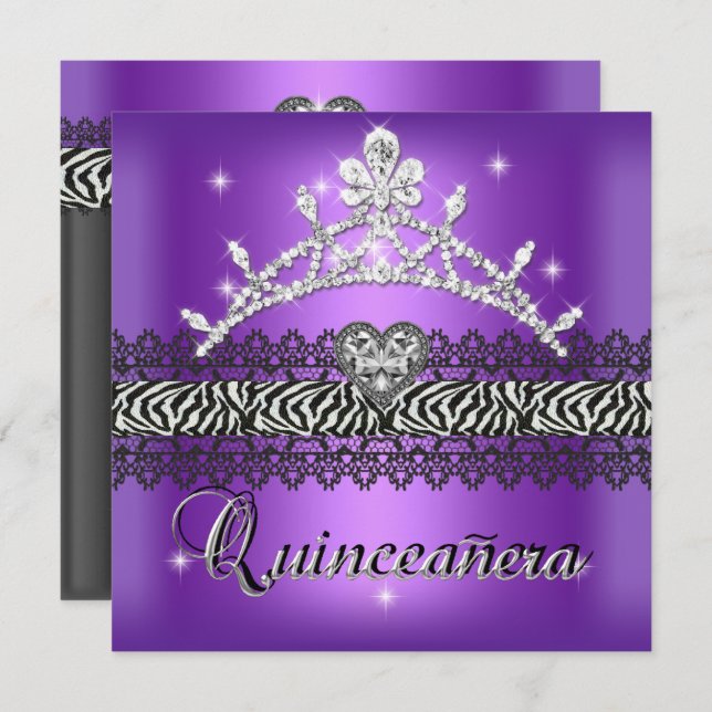 Convites Quinceanera Birthday Zebra Puro Branco (Frente/Verso)
