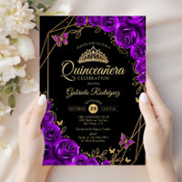Quinceanera Black Dourado Puro Floral