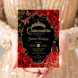 Convites Quinceanera Black Red