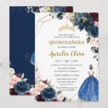 Quinceañera Blue Burgundy Blush Floral Princesa I
