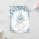 Convites Quinceañera Blue Floral Princess Castle Glass (Frente/Verso In Situ)