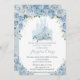 Convites Quinceañera Blue Floral Princess Castle Glass (Frente/Verso)