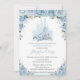 Convites Quinceañera Blue Floral Princess Castle Glass (Frente)