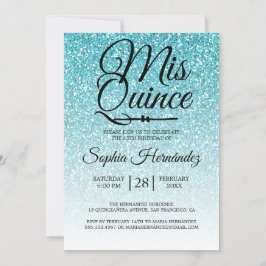 Convites Quinceañera Blue Glitter 15 Birthday