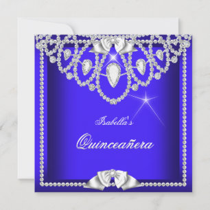 Convites Quinceanera Blue Silver Diamond Party 15 3