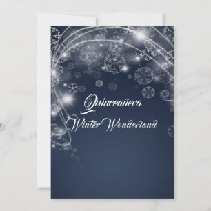 Convites Quinceanera Blue Winter Wonderland Flocos de neve